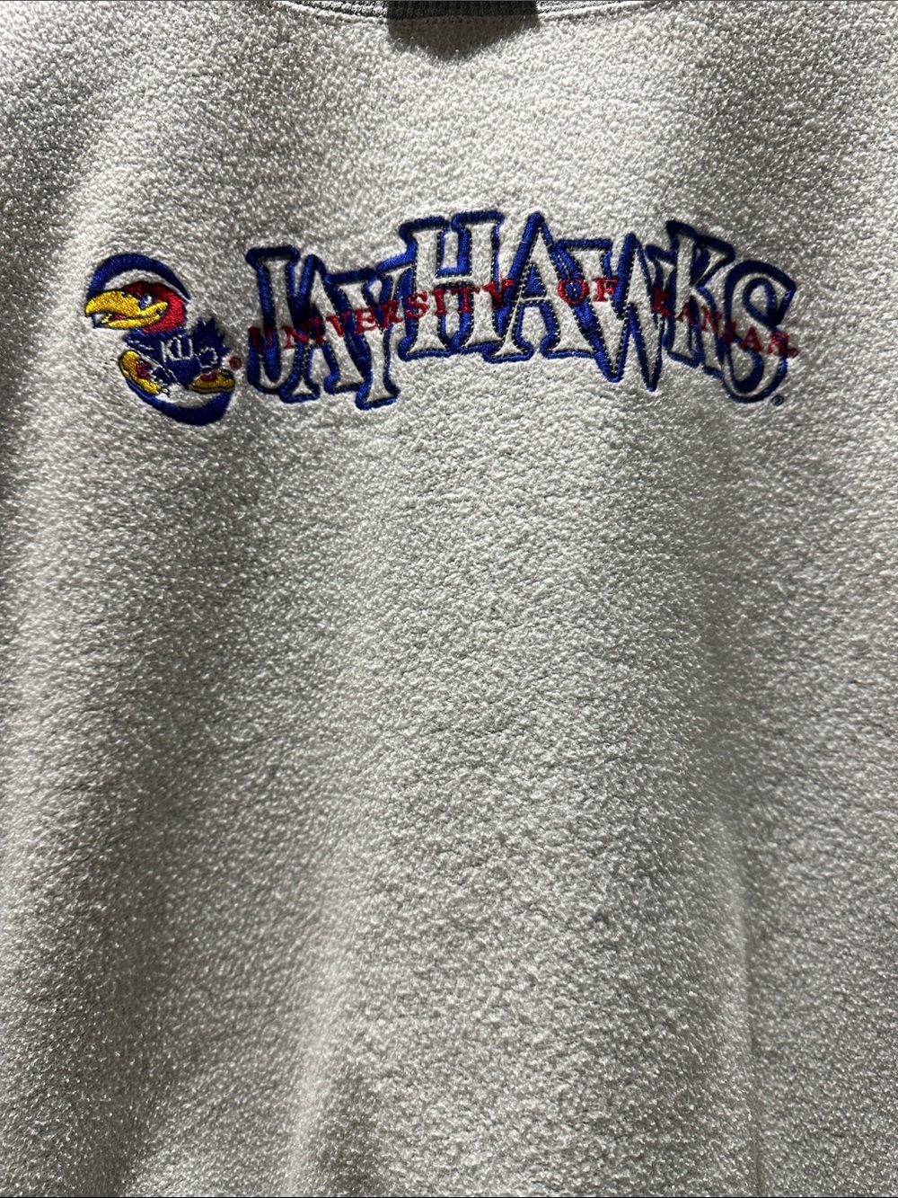 Vintage University of Kansas Jayhawks Embroidered Sweatshirt - Gray